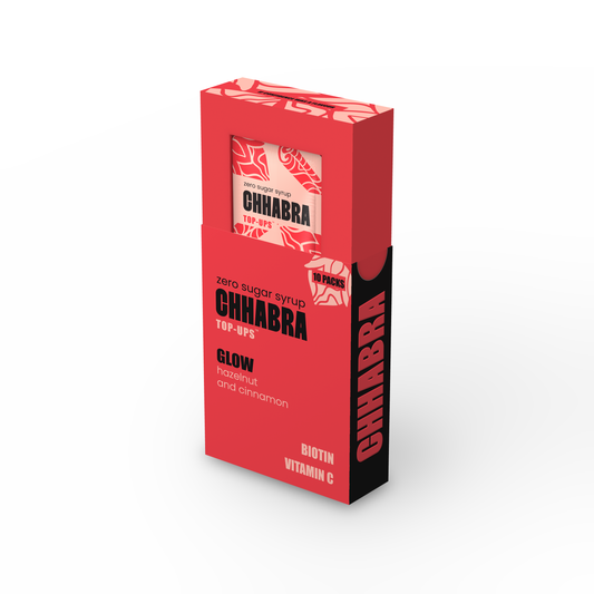 A red and black chhabra BRA 108-BP3 syrup box with a clear window showing the product inside, set against a plain white background.